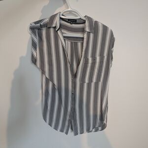 Dynamite Gray and White Striped Top